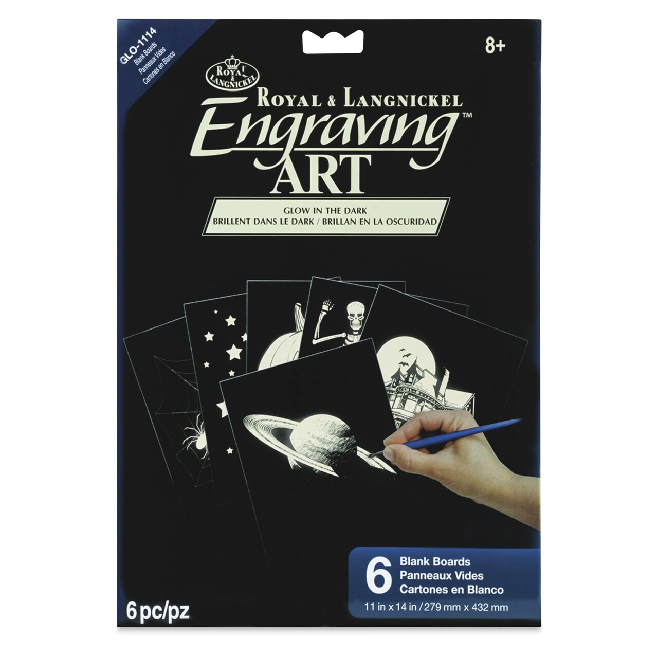 Royal & Langnickel Engraving Art Blank Board - Glow in the Dark, 11" x 14", Pkg of 6